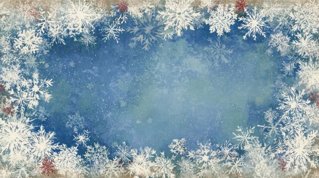 Holiday card with snowflake border and central space for message