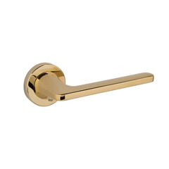 Minimalistic photo of golden door handle isolated on white background. Modern architectural hardware element symbolizing luxury, quality craftsmanship, and contemporary interior design style.