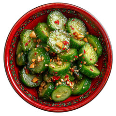 Spicy cucumber salad isolated on a transparent background clipart