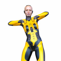 女性サイボーグ　3DCGレンダリング