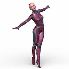 女性サイボーグ　3DCGレンダリング