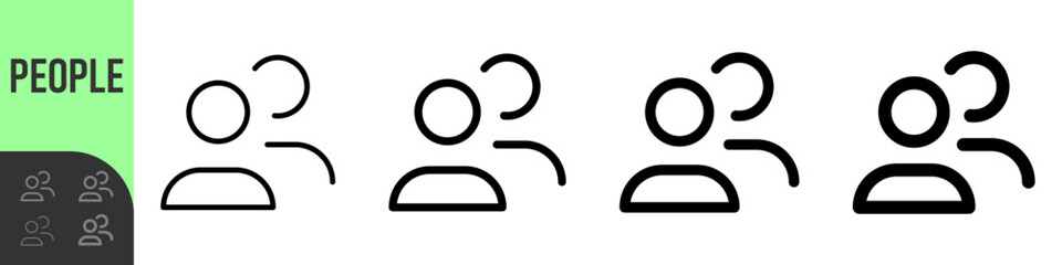 Group people or team icon set showing two user silhouettes in color styles, perfect for team pages, community features, social apps, accounts, social and collaboration interfaces