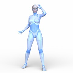 女性サイボーグ　3DCGレンダリング