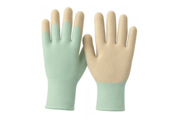 Pair of mint green beige work gloves