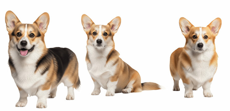 Pembroke Welsh Corgi Dog Breed Purebred Herding Companion Isolated