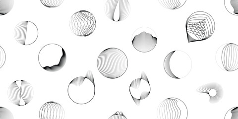 Vector loop, circular line seamless pattern- Endless pattern for wallpapers, wrapping and packaging. Repeatable pattern with various creative vortex, concentric, rotated circle design elements