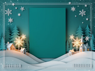 Festive banner: Christmas landscape with central text block