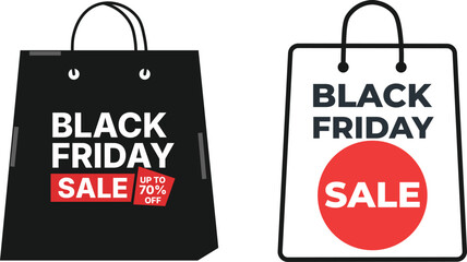 Black Friday shopping bag with bold sale typography, on a white background
