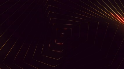 A mysterious black and orange striped tunnel leads to a bright, glowing light at the end, creating a surreal and intriguing visual contrast