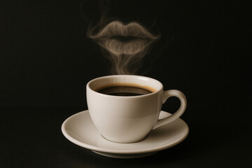 Obraz premium Coffee cup with aromatic steam in the form of lips.