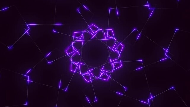 An intriguing design featuring glowing purple lines and symmetrical dots arranged in a circular pattern, creating a mesmerizing visual display with an unclear purpose or representation