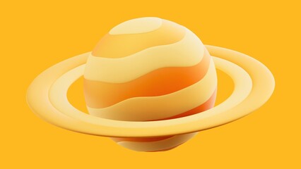 3D Saturn Planet Illustration Ringed Planet Space Background - 1