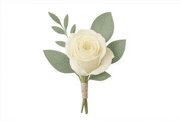 White rose boutonniere with eucalyptus leaves for wedding