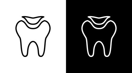 Tooth Filling  White Icon Set Design