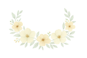 Watercolor floral wreath design with cream flowers