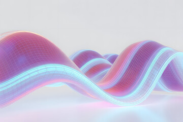 Iridescent wavy ribbon with glowing blue edges