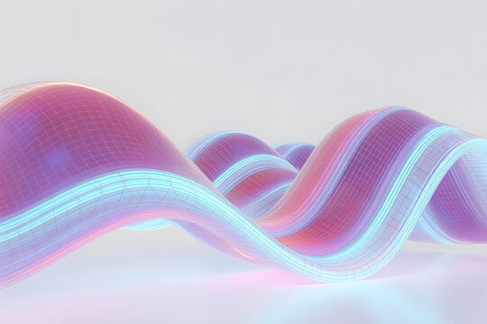 Iridescent wavy ribbon with glowing blue edges - Powered by Adobe