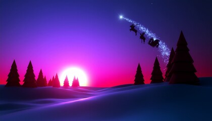 santa claus with his sleigh in the sky