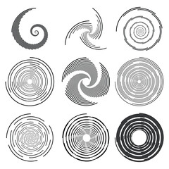 Abstract spiral vortex element collection