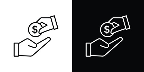 Hand money exchange icons vector.Editable stroke.linear style sign for use web design