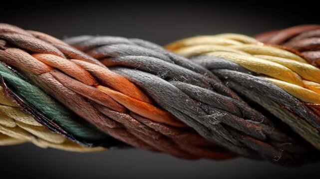 Closeup medium shot of twisted pair copper cables showcasing detailed wiring and insulation layers highlighting typical communication cable structure