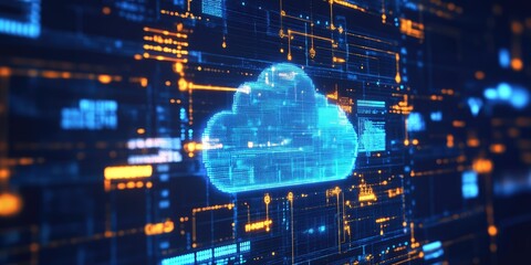 A blue cloud with orange lines surrounding it