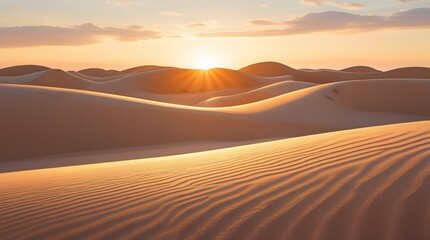 Golden Sand Dunes Under Sunset Glow