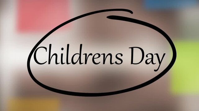 Childrens Day Black Marker Writing on Glass Surface