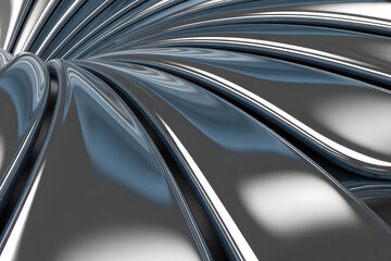 Abstract metallic ribs radiating from a central point