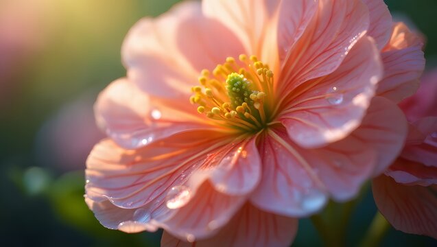 Soft Pink Flower Macro Petal Detail - Powered by Adobe