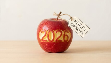 Single Red Apple Health Resolution Concept 2026