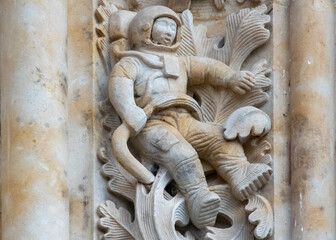 Stone carving wall ornament, salamanca cathedral, spain