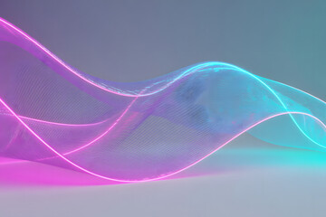 Abstract neon waves flowing across a gradient background