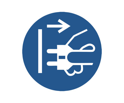 ISO 7010 M006 – Disconnect mains plug from electrical outlet sign. Unplugged symbol vector design and illustration.

