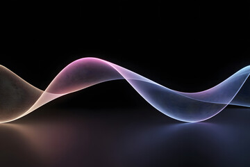 Abstract wavy light stream with gradient colors on black background