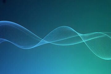 Abstract blue and green wavy light streaks on gradient background