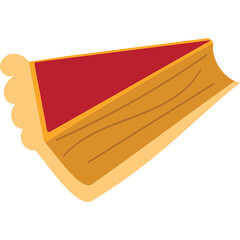 Slice of Red Jam Tart with Golden Crust and Transparent Background