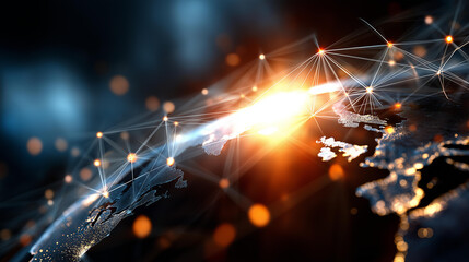 Communication technology for internet business with global network defocused earth background world telecommunication blockchain innovation technological connectivity