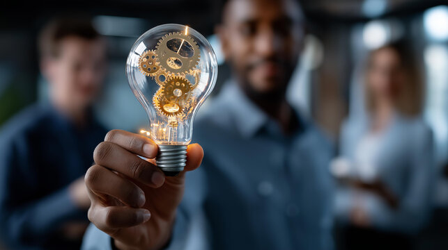 Conceptual image of teamwork and innovation defocused collaborative background group creativity symbolism collective thinking representation unified advancement display with - Powered by Adobe