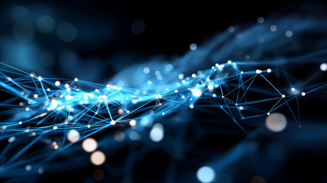 Big data technology science analyzing artificial intelligence defocused abstract background generative deep learning machine algorithm neural flow network analytics innovation