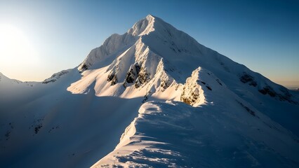 Winter Wonderland Majestic Snowy Mountain Peak Under a Clear Sky