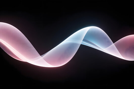 Abstract glowing ribbon of light on black background