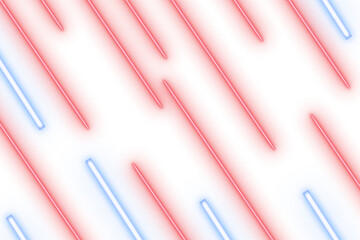 Abstract glowing red and blue neon diagonal lines pattern, isolated on transparent background