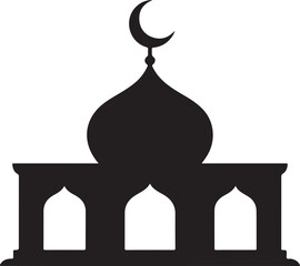 Mosque with crescent moon icon silhouette