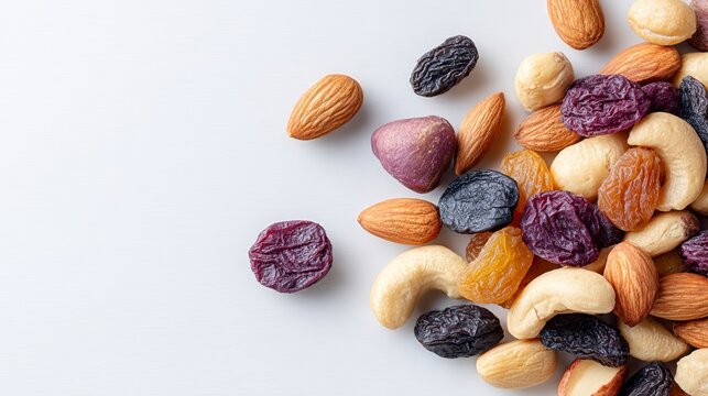 A Colorful Array of Dried Fruits and Nuts Showcasing Nature's Healthy Snacking Options Packed with Nutrients and Flavorful Goodness
