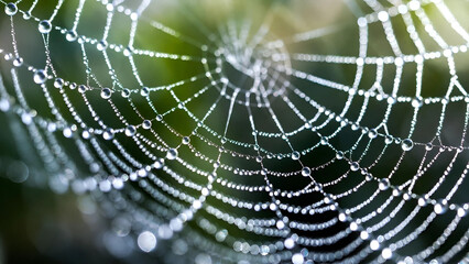 Naklejka premium spider web with dew drops
