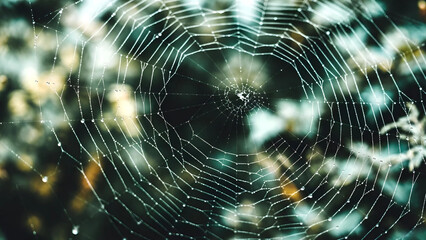 spider web with dew drops