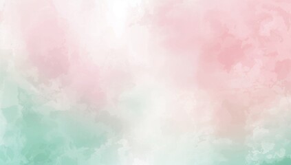 Abstract watercolor painting with blended pink green and white creating a soft pastel background effect © MuhammadAwais
