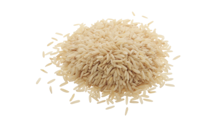 Organic brown rice  png  isolated on transparent background, grain pile offers healthy eating options and nutritious mealtime ideas for your family