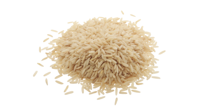 Organic brown rice  png  isolated on transparent background, grain pile offers healthy eating options and nutritious mealtime ideas for your family